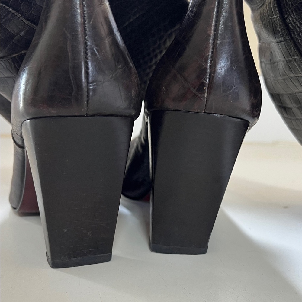 Nine West Dark Brown Crocodile Heeled Boots - Picture 5 of 9